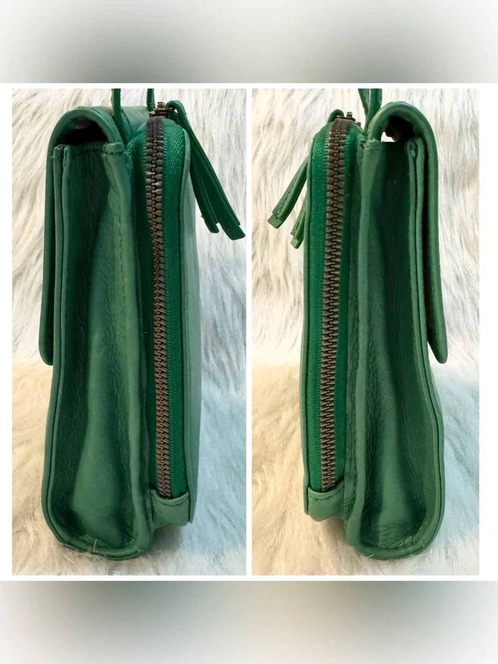 American Leather Co. Kansas Crossbody Calf Leather Vibrant Green EUC